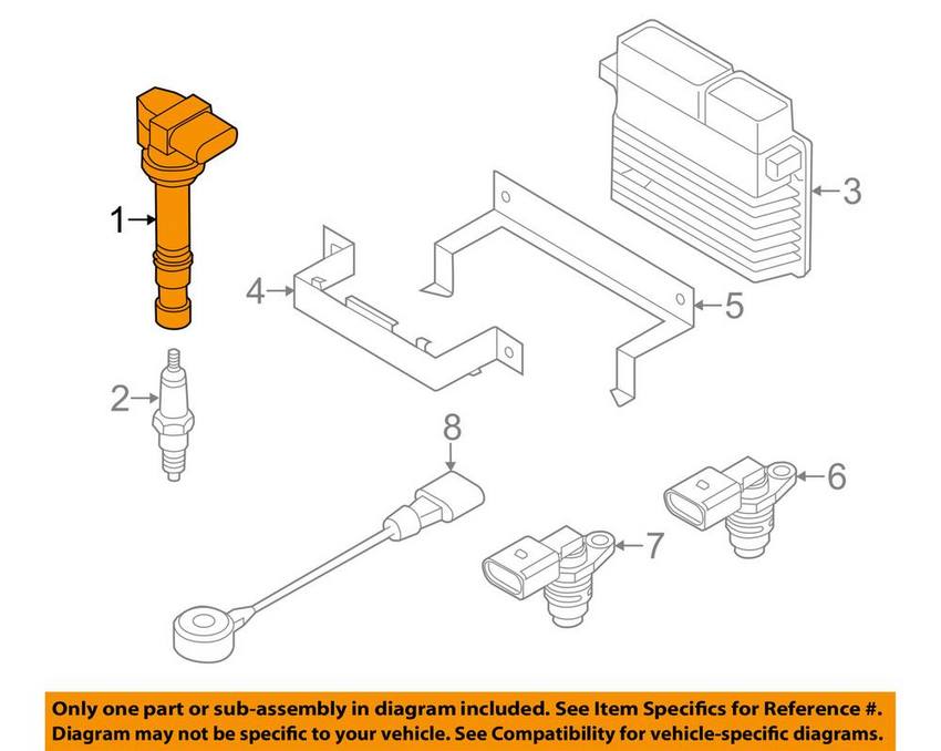 VW Ignition Coil 06J905110K - OE Supplier 06J905110K